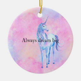Peach Pink Lila Unicorn Keramik Ornament