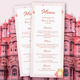 Peach Pink Lotus Lanterns Indian Wedding Menu