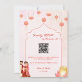 Peach Pink Lotus Lanterns Theme Wedding RSVP Einladung (Vorderseite)