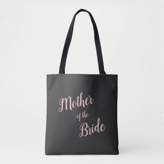 Peach Pink Moderne Script Mutter der Braut Tasche (Vorderseite)