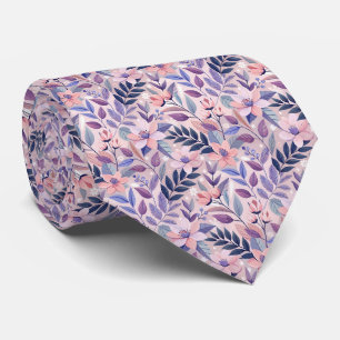 Peach Pink Navy Blume Blumenmuster Krawatte