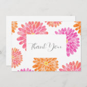 Peach Pink Orange Wasserfarbe Zinnia Muster Dankeskarte (Vorne/Hinten)
