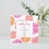 Peach Pink Orange Wasserfarbe Zinnia Muster Einladung (Stehend Vorderseite)