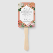Peach Pink Peonies Blume Hochzeitsprogramm Fächer (Rückseite)