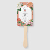 Peach Pink Peonies Blume Hochzeitsprogramm Fächer (Vorderseite)