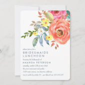 Peach Pink Peonies Bridesmaids Luncheon Hochzeit Einladung (Vorderseite)