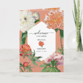 Peach Pink Peonies Wedding Order of Service Programm (Vorderseite)