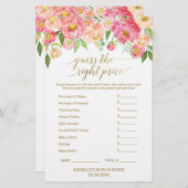 Peach & Pink Peony Baby Word Scramble & Price Game (Vorne/Hinten)