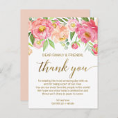 Peach & Pink Peony Blume Empfang Danke Karte (Vorne/Hinten)