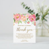 Peach & Pink Peony Blume Empfang Danke Karte (Stehend Vorderseite)