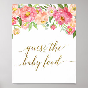 Peach & Pink Peony Blume Raten Sie das Baby Food S Poster