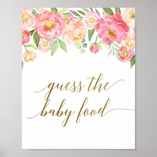 Peach & Pink Peony Blume Raten Sie das Baby Food S Poster (Vorne)