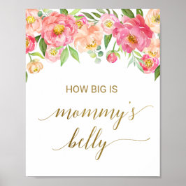 Peach & Pink Peony Blume wie groß ist Mama's Bauch Poster