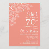 Peach Pink Pine Branch Surprise 70th Birthday Einladung (Vorderseite)