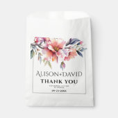 Peach-pink rhododendron flowers typography wedding geschenktütchen (Vorderseite)