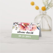 Peach-pink rhododendron flowers typography wedding platzkarte (Rückseite)