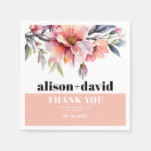 Peach-pink rhododendron flowers typography wedding serviette (Vorderseite)