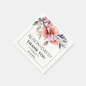 Peach-pink rhododendron flowers typography wedding serviette (Ecke)