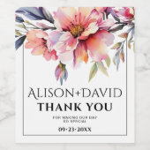 Peach-pink rhododendron flowers typography wedding weinetikett (Einzelnes Label)