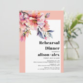 Peach-pink rhododendron wedding rehearsal dinner einladung (Stehend Vorderseite)