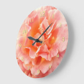 Peach Pink Rose Blume Nah-Up Foto Große Wanduhr (Winkel)