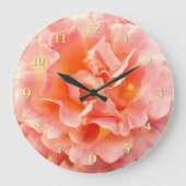 Peach Pink Rose Blume Nah-Up Foto Große Wanduhr (Vorderseite)