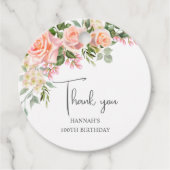 Peach Pink Rose Floral 100. Geburtstag Geschenkanhänger (Vorderseite)