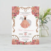 Peach Pink Rose Gold Western Charro Quinceañera Einladung (Stehend Vorderseite)