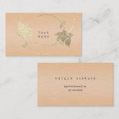 Peach Pink Rose Pastel Foxier Gold Metallische Blü Visitenkarte (Vorne/Hinten)