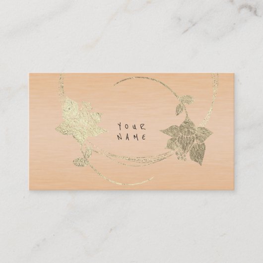 Peach Pink Rose Pastel Foxier Gold Metallische Blü Visitenkarte (Vorderseite)