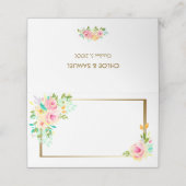 Peach Pink Roses Floral Wedding Platzkarte (Außenseite Aufgefaltet)