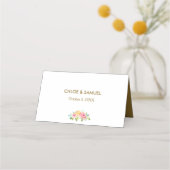 Peach Pink Roses Floral Wedding Platzkarte (Rückseite)