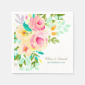 Peach Pink Roses Wedding Serviette (Vorderseite)