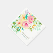 Peach Pink Roses Wedding Serviette (Ecke)