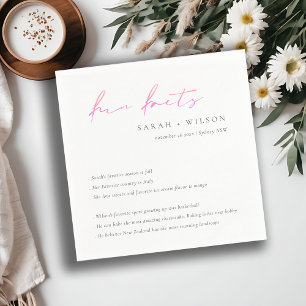 Peach Pink Script Schwarz-weiß Hochzeitsspass Fakt Serviette