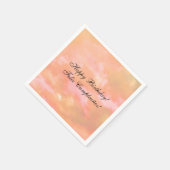 Peach & Pink Sky Bilingual Happy Birthday Paper Serviette (Ecke)