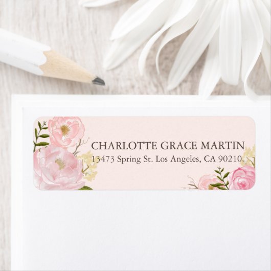 Peach Pink Spring Rose Address Labels (Insitu)