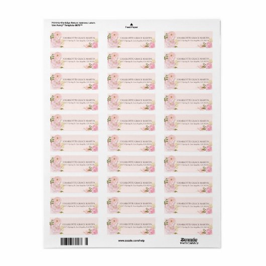 Peach Pink Spring Rose Address Labels (Vorne)