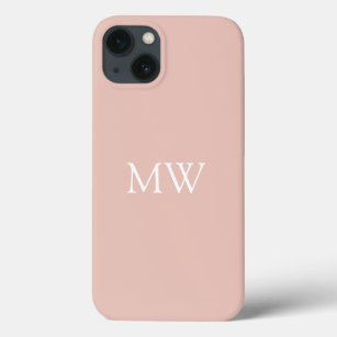 Peach Pink Tan Monogram Initials Trendy Boho Case-Mate iPhone Hülle