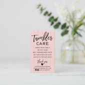 Peach Pink Tumbler Care Instructions Business Card Visitenkarte (Stehend Vorderseite)