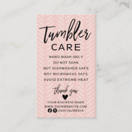 Peach Pink Tumbler Care Instructions Business Card Visitenkarte