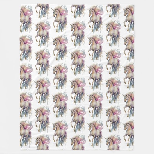 Peach Pink Unicorn Dream Fleecedecke (Vorderseite)