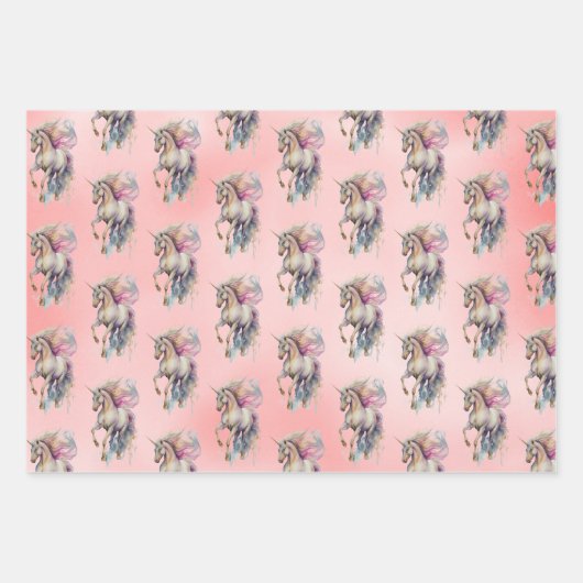 Peach Pink Unicorn Dream Geschenkpapier Set (Vorderseite)