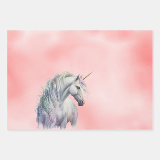 Peach Pink Unicorn Dream Geschenkpapier Set (Vorderseite)