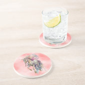 Peach Pink Unicorn Dream Getränkeuntersetzer (Seite)