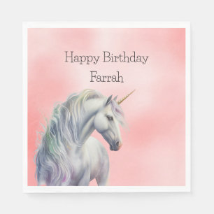 Peach Pink Unicorn Dream Serviette