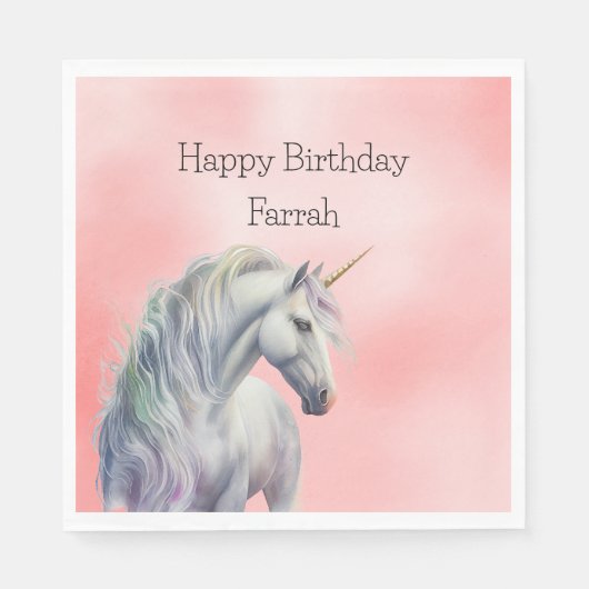 Peach Pink Unicorn Dream Serviette (Vorderseite)