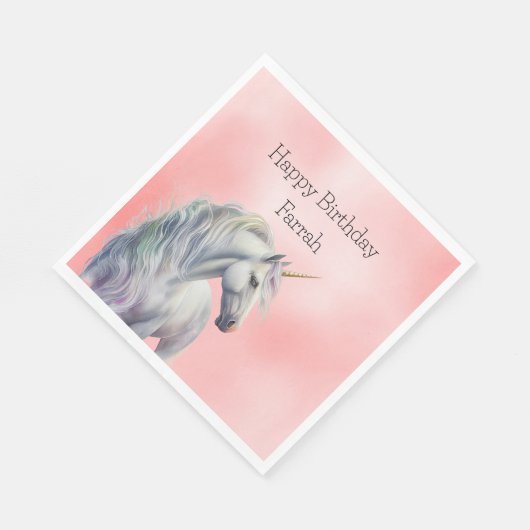 Peach Pink Unicorn Dream Serviette (Ecke)
