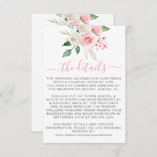 Peach Pink Watercolor Blumenkarosserie Hochzeitska Begleitkarte