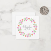 Peach & Pink Watercolor Daisiath Wreath Mitteilungskarte (Vorderseite/Rückseite Beispiel)